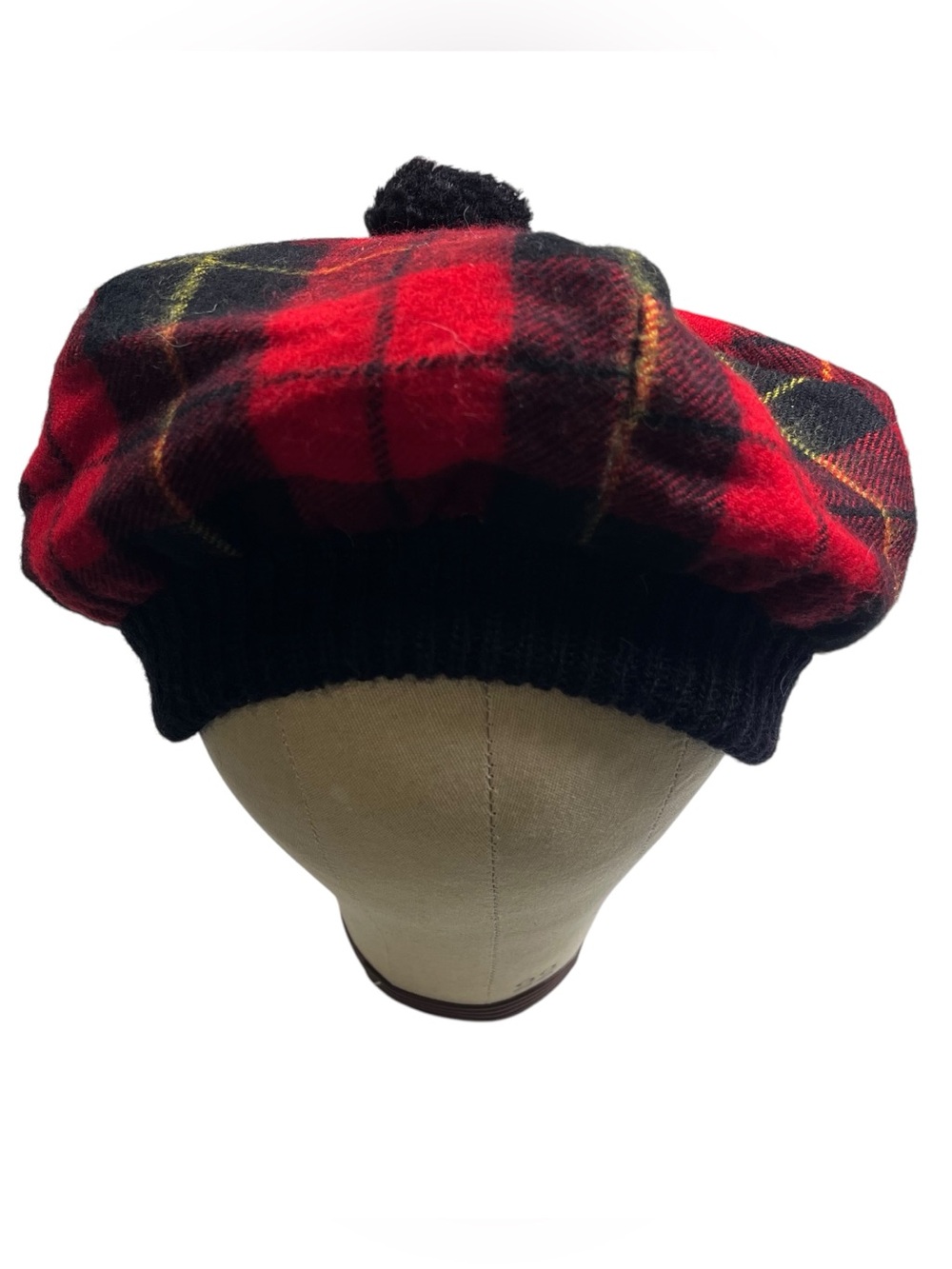 Ingles Buchan MacGregor Tartan Plaid Wool Tam Pom Pom Hat Scotland Beret Wool